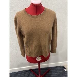 Rachel Zoe 100% 2ply Cashmere Sweater Size Medium Side Slits Camel Brown